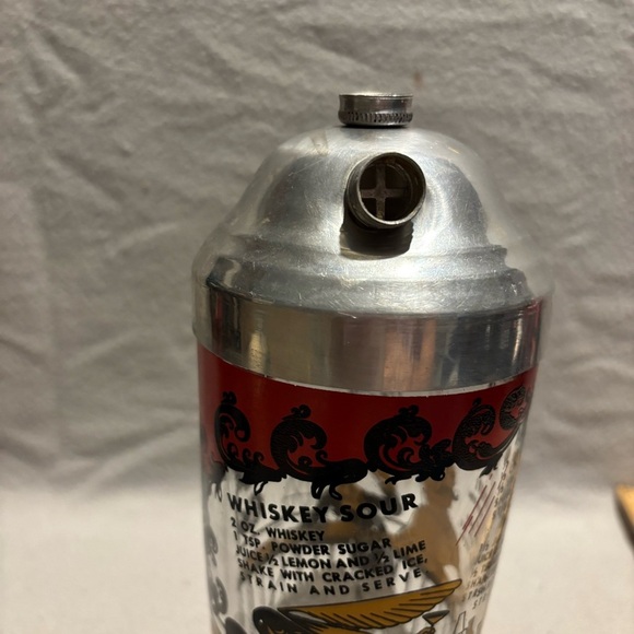 Vintage MCM Bartender Bar Cocktail Shaker with Recipes Clear Glass speakeasy - Picture 3 of 7